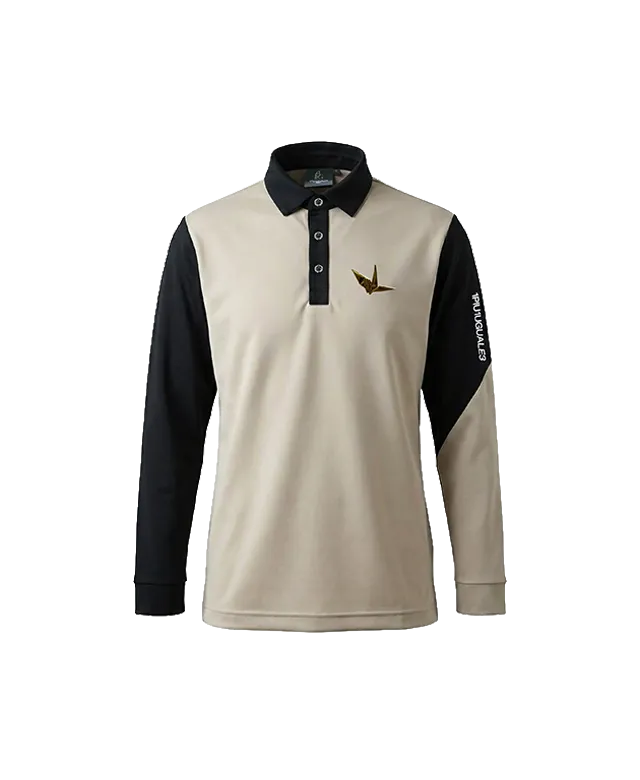 1piu1uguale3 GOLF TWO-TONE LONG SLEEVE POLO