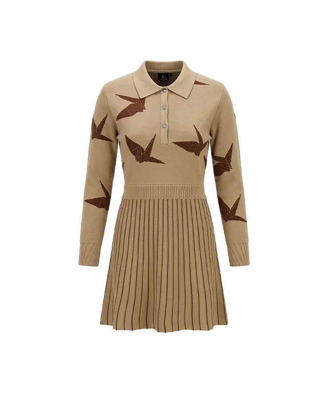 1piu1uguale3 LADIES' DANCING CRANE JACQUARD KNIT ONE-PIECE