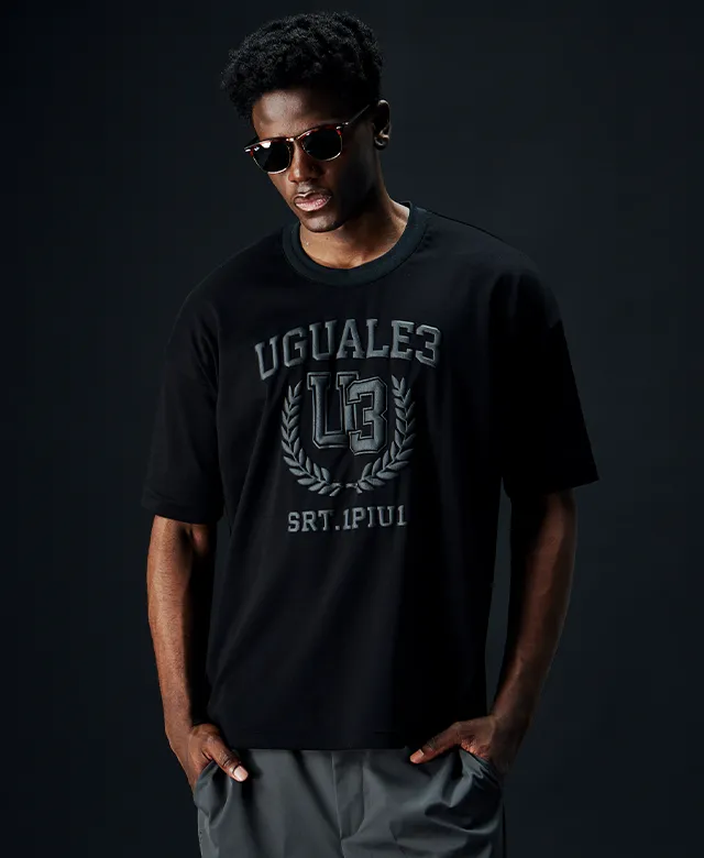 1PIU1UGUALE3 BIG CREW(PRINT)［BLACK］