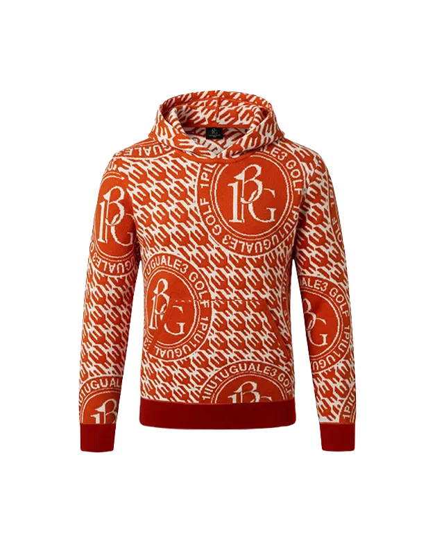 1piu1uguale3 GOLF BIRD IN CAGE JACQUARD KNIT HOODIE［ORANGE］