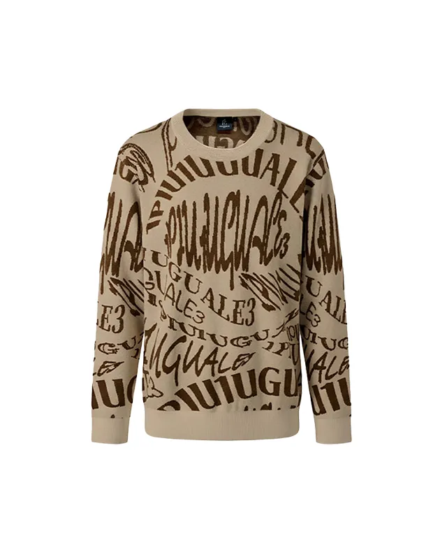 1piu1uguale3 golf MELTING LETTER JACQUARD KNIT CREW