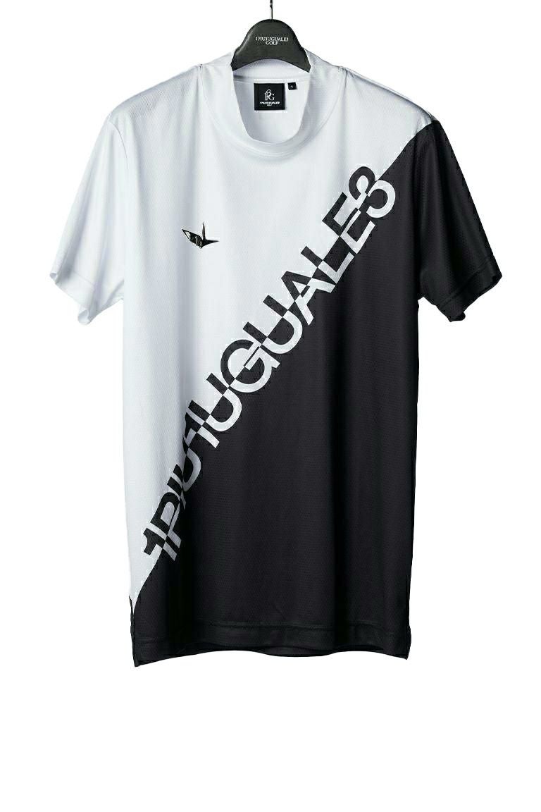 1PIU1UGUALE3 ロゴプリント モックネック　size XL ホワイト S/S MOCK NECK 1PIU1UGUALE3 DIAGONAL LOGO［WHITE］ | VATOMCE