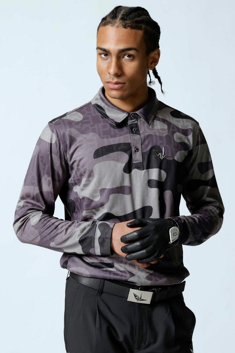 DIAGONAL SWITCH POLO L/S［BLACK］ | VATOMCE | 1PIU1UGUALE3正規店