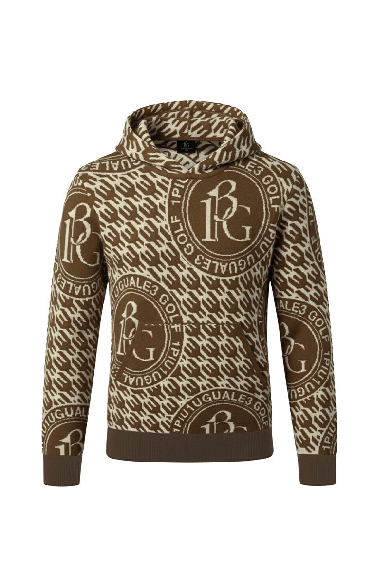 1PIU1UGUALE3 GOLF ブラウン ロゴ ワンピース サイズ Ⅱ LADIES' BIRD IN CAGE JACQUARD KNIT HOODIE［BROWN］9月入荷予定