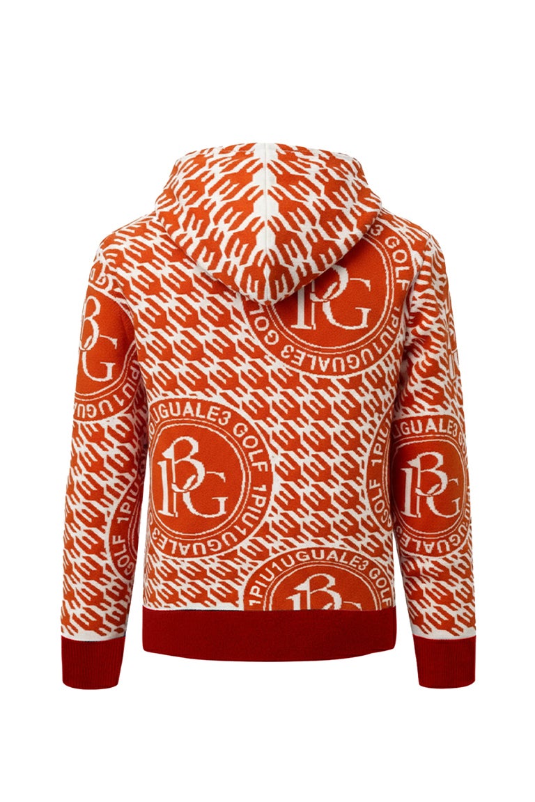 LADIES' BIRD IN CAGE JACQUARD KNIT HOODIE［ORANGE］9月入荷予定