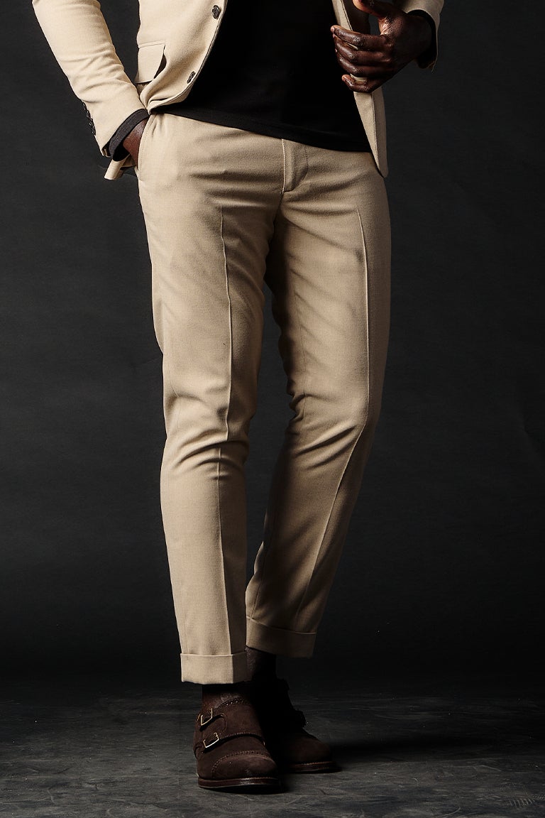 RIB TAPERED SLACKS［L.BEIGE］9月入荷予定 | VATOMCE | 1PIU1UGUALE3